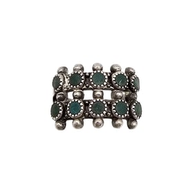 Native Turquoise Sterling Silver Row Ring Size 5.5 4.8 G