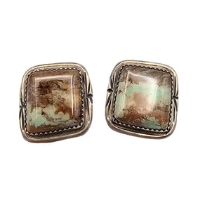 Navajo Royston Turquoise? Sterling Silver Earrings 9.6 G