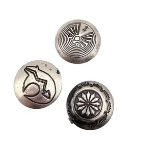 Native Sterling Silver Stamp Work Botton Covers 10.5 G