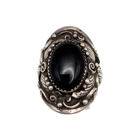 Native Onyx Sterling Silver Ring Size 9.5 11.9 G