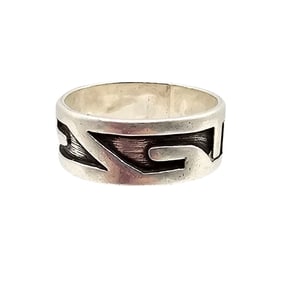 Signed Hopi? Sterling Silver Aztec Style Ring Size 8.5 4.8 G