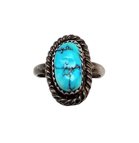 Signed Native Turquoise Sterling Silver Ring Size 6 4.6 G