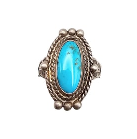 Native Turquoise Sterling Silver Ring Size 6.5 5 G