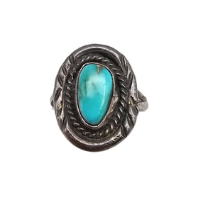 Navajo Turquoise Sterling Silver Ring Size 4.5 3.9 G