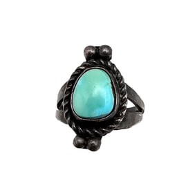 Navajo Turquoise Sterling Silver Ring Size 4 4.2 G