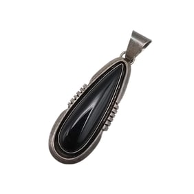 Joe Delgarito Navajo Onyx Sterling Silver Pendant 7.3 G