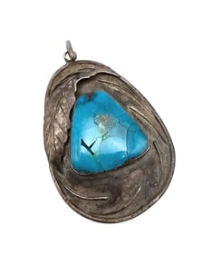 Navajo Turquoise Sterling Silver Pendant 15.1 G