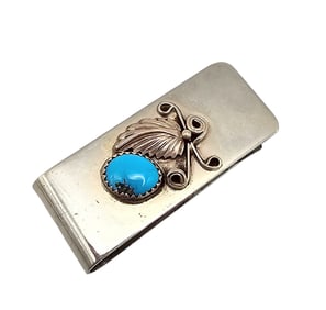 Navajo Turquoise Sterling Silver Top Money Clip 13.7 G