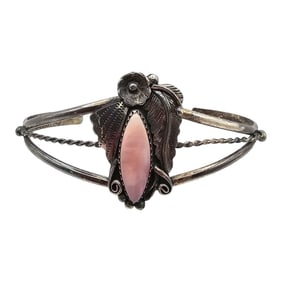 Roselia Paxson Sandoval Apache Mother Of Pearl Sterling Silver Cuff Bracelet 14.2 G