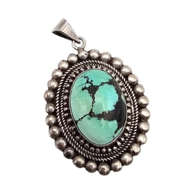 Navajo Turquoise Sterling Silver Pendant 16.1 G