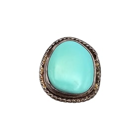 Native Turquoise Sterling Silver Ring Size 7.75 8.4 G