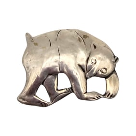Navajo Sterling Silver Bear Brooch 23.1 G