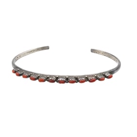 Navajo Coral Sterling Silver Cuff Bracelet 6 G