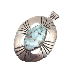 Native Turquoise Sterling Silver Pendant 8.2 G