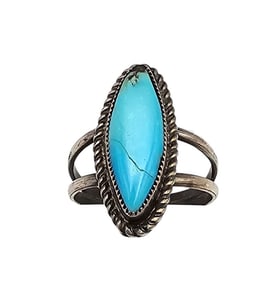 Navajo Turquoise Sterling Silver Ring Size 8.25 4.6 G