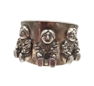 Carol Felly Anglo Sterling Silver Storytelling Cuff Bracelet 87.5 G