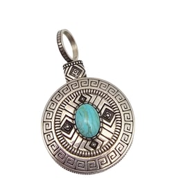 Carol Felly Anglo Turquoise Sterling Silver Two-Sided Pendant 39.4 G
