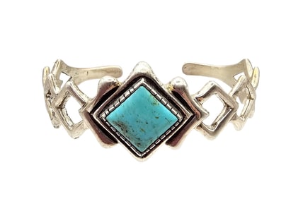 Carol Felly Anglo Turquoise Sterling Silver Cuff Bracelet 30.6 G