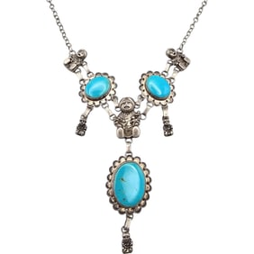 Carol Felly Anglo Turquoise Storytelling Necklace 61.3 G