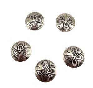 Hopi Sterling Silver Man In The Maze Button Covers Lot Of 5 18.3 G