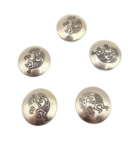 Navajo Sterling Silver Kokopelli Button Covers Lot Of 5 17.6 G