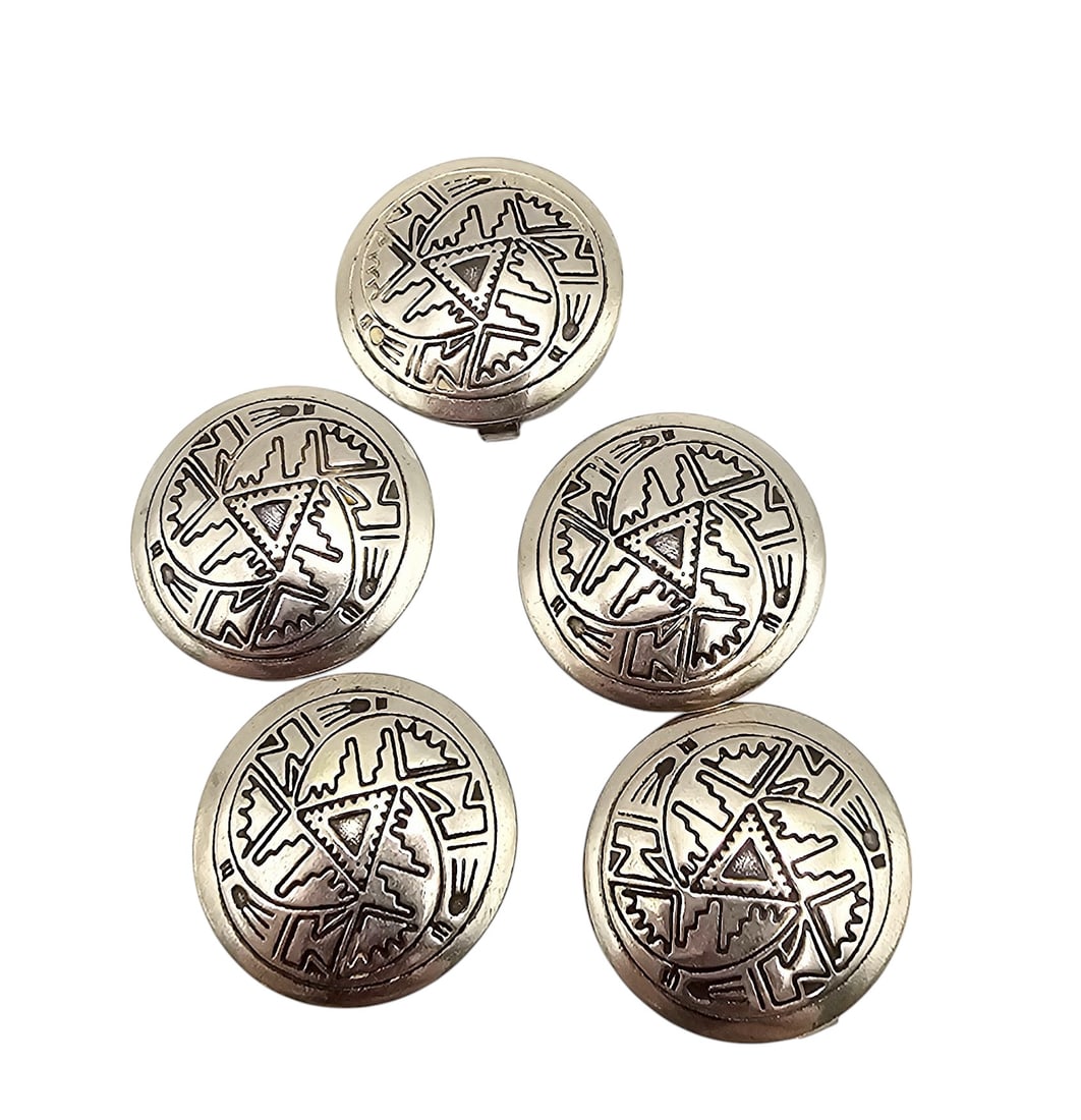 Native Sterling Silver Button Covers Stamp Work Lot Of 5 17.3 G (1 of 4)