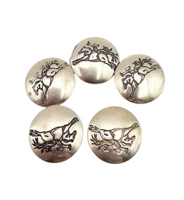Native Sterling Silver Southwestern Bronco With Rider Button Covers Lot Of 5 18 G
