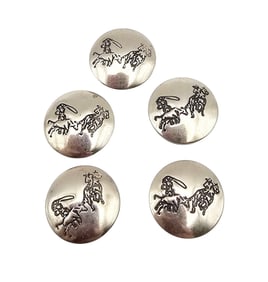 Native Sterling Silver Men On Horses Button Covers Lot Of 5