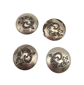 Navajo Sterling Silver Lizard Button Covers Lot Of 4 14.7 G