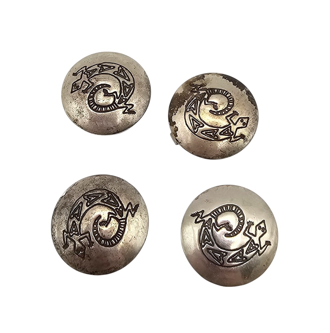 Navajo Sterling Silver Lizard Button Covers Lot Of 4 14.7 G (1 of 4)