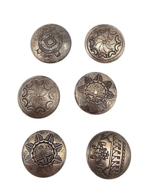Zuni Sterling Silver Button Covers Variety Lot Of 6 21.4 G