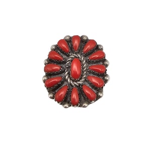 Navajo Coral Sterling Silver Ring Size 9 6.4 G