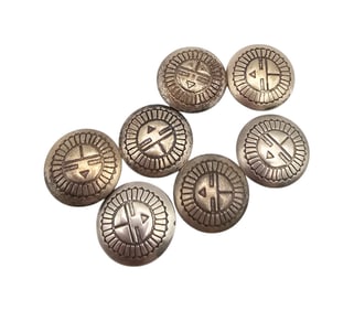 Zuni Sterling Silver Sunface Button Covers Lot Of 7 24.7 G