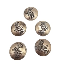 Native Southwestern Sterling Silver Kokopelli Button Covers Lot Of 5 17.1 G