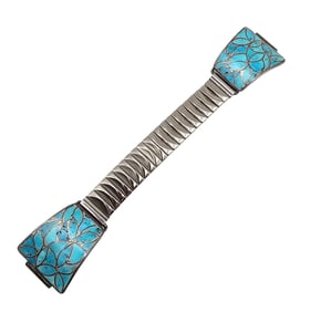 Navajo Turquoise Sterling Silver Inlay Watch Band 34.7 G