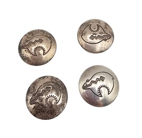 Navajo Sterling Silver Fetis Bear Button Covers Lot Of 4 14 G