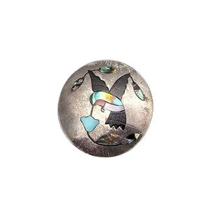 S.C. Edaakie Native Multi Stone Sterling Silver Hummingbird Brooch Pendant 8.4 G