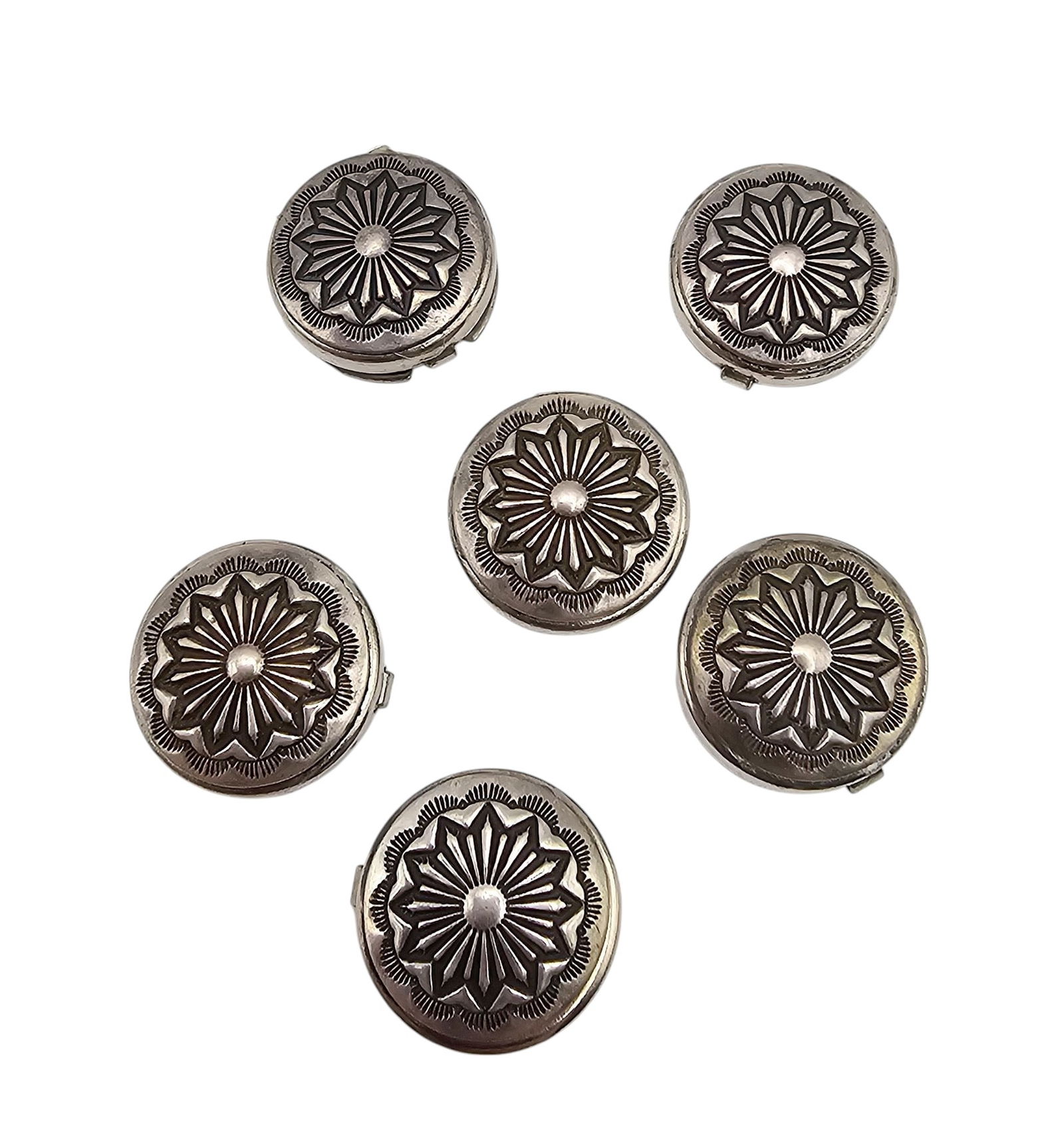 Navajo Sterling Silver Stamped Button Covers Lot Of 6 18.3 G (1 of 4)