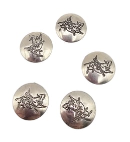 Southwestern Sterling Silver Bull With Rider Button Covers Lot Of 5 18 G