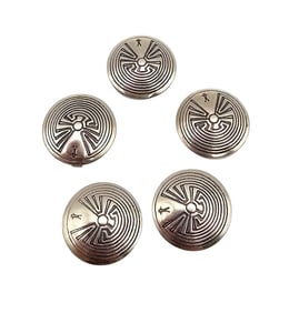 Hopi Sterling Silver Man In The Maze Button Covers Lot Of 5 17.4 G