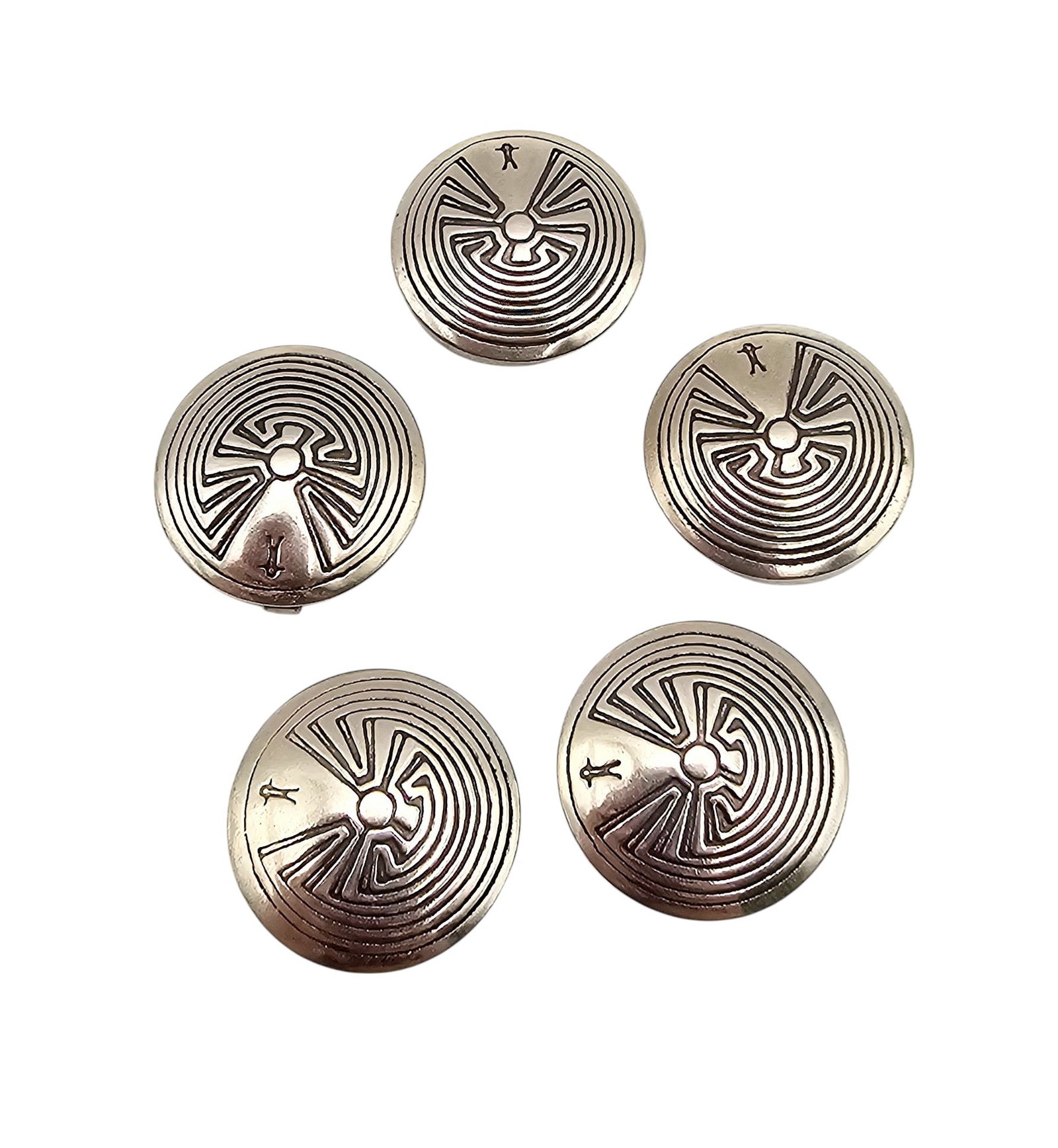 Hopi Sterling Silver Man In The Maze Button Covers Lot Of 5 17.4 G (1 of 4)