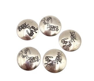 Native Sterling Silver Men On Horses Button Covers Lot Of 5 18.1 G