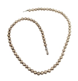 Vintage Navajo Sterling Silver Handmade Bead Necklace 31.6 G