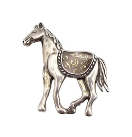 Carolyn Pollack Relios Enamel Sterling Silver Southwestern Horse Brooch 10.2 G