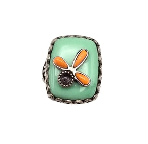 Carolyn Pollack Relios Southwestern Turquoise Spiny Oyster Amethyst Sterling Silver Ring Size 6.75