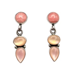 Ganade Quartz Mother Of Pearl Sterling Silver Dangle Earrings 4.5 G