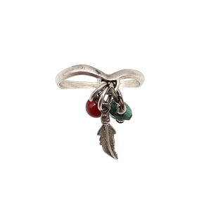 Shubes Manufacturing Carnelian Turquoise Sterling Silver Dangle Ring Size 5.25 2.2 G