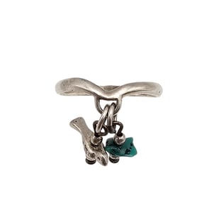 Shubes Manufacturing Turquoise Fetish Bird Dangle Ring Size 5.5 2 G