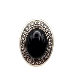 Quac Trading Onyx Sterling Silver Ring Size 7 11.6 G