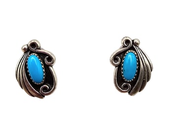 Wheeler Manufacturing Co Turquoise Sterling Silver Earrings 3.1 G